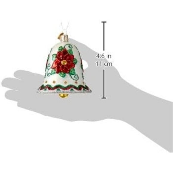 Old World Christmas Ornaments Poinsettia Bell Glass Blown - Picture 4 of 4